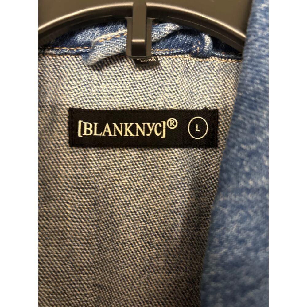 BLANK NYC NWT Walk In The Park Denim Puff Sleeve Mini Dress Size Large - Picture 9 of 13